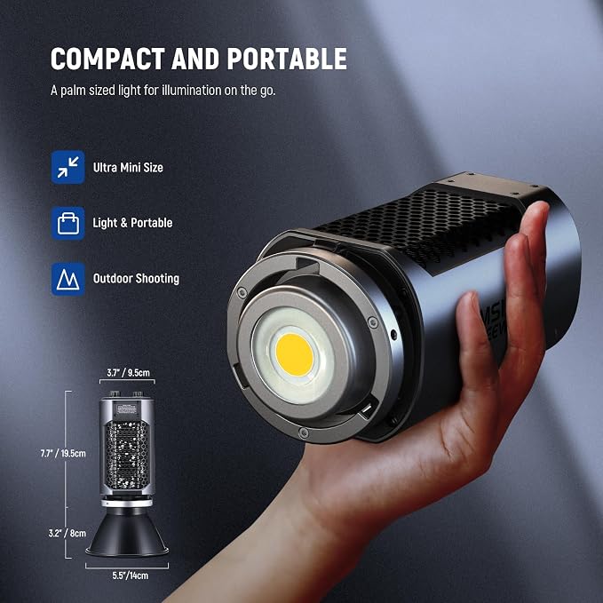 NEEWER MS150 LED Video Light with 2.4G/APP Control, 130W 5600K Studio Daylight Mini COB Continuous Output Lighting, 66800lux/1m, CRI 97+/TLCI 98+, 9 Effects, 0-100% PWM Dimming, Bowens Mount Adapter - Image 3