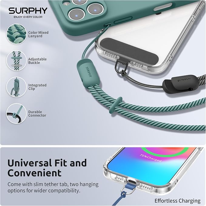 SURPHY 3 Pack Phone Wrist Strap, Phone Lanyard with Cellphone Tether Tab | Phone Strap Charm, Camera Wrist Strap with 2-Color Braided, Phone Wristlet, Wrist Lanyard for Case - Image 2