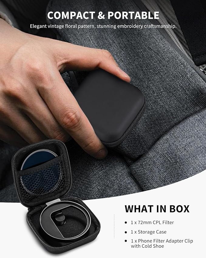 CPL Filter for Phone, 72mm Camera Polarized Lens Polarizing Filter with Metal Cold Shoe Phone Clip Compatible with iPhone 17 16 15 14 13 12 11 X XS Plus PRO Max Samsung Galaxy Motorola Pixel - Image 7
