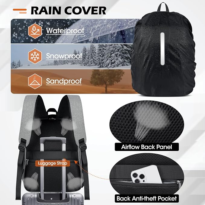 SDYSM Camera Bag Backpack Professional for DSLR SLR Mirrorless Camera | 14 Inch Waterproof Camera Laptop Backpack with Rain Cover Anti Theft Travel Case Large Capacity Photography Backpack, Grey - Image 4