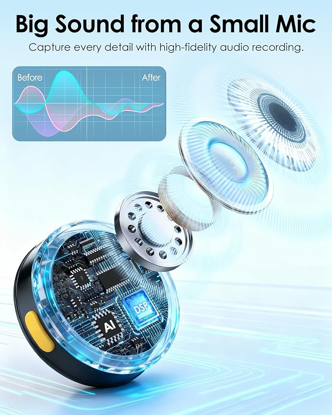 Wireless Lavalier Microphone for iPhone iPad Android Phone, Round Mini Mics | 360° Rotatable Clip, Clear Indicator Light, 30 H Battery Life, Ideal for Video Recording YouTube TikTok Content Creators - Image 2
