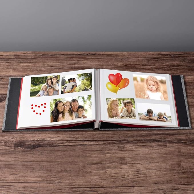 Large Photo Album Self Adhesive 4x6 8x10 10x12 13"x12.8" Magnetic Scrapbook 12.6"x11" Inch 40 Pages Linen Cover DIY Photo Album with A Metallic Pen and Plastic Board(Gray) - Image 2