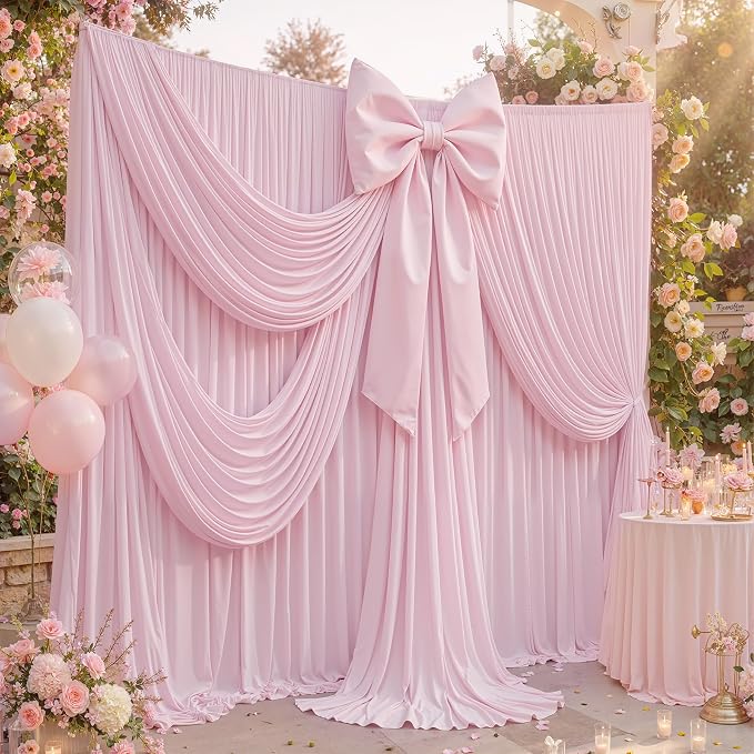 50x12 ft Light Pink Backdrop Curtains for Weddings, Birthdays and Photos | 10 Panels 5x12 ft, Wrinkle-Free Polyester Drapes, Washable, Ironable, 4 in Rod Pocket for Baby Showers Photography Background - Image 8