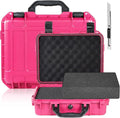 Relaxweex 1 Pcs 11.3 x 8.6 x 4.2 Inch Waterproof Hard Case with DIY Customizable Foam Insert Portable Protective Case with Knife for Camera Drones Equipments Tools Test Instruments(Rose Red) by Relaxweex