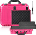 Relaxweex 1 Pcs 14.3 x 11.4 x 4.5 Inch Waterproof Hard Case with DIY Customizable Foam Insert Portable Protective Case with Knife for Camera Drones Equipments Tools Test Instruments(Rose Red) by Relaxweex
