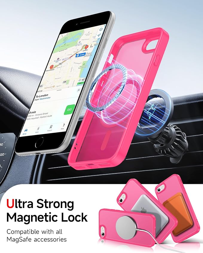 LeYi for iPhone SE-3rd-Generation Case Pink: iPhone SE Cases with [ Camera Cover X2+ Screen Protector X2] i Phone 8 Cover iPhone 7 for Magsafe Magnetic Slim SE3 3rd Generation SE2 2nd Gen, Hot Pink - Image 5