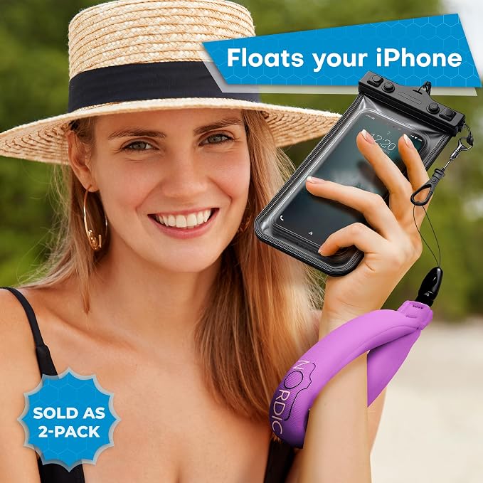 Nordic Flash Floating Wrist Strap (2-pack) for Phone & Action Camera - Compatible with GoPro Hero 13, Insta360 X4, DJI Action 5 Pro, OM System TG-7, Kodak PixPro WPZ2 & iPhone - Turquoise & Purple - Image 2