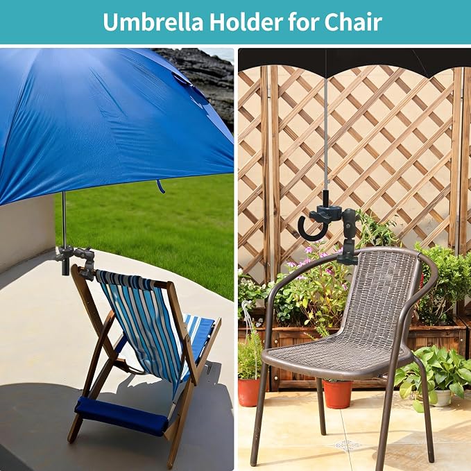 Double Clamp Mount Umbrella Chair Clamp with 360° Magic Arm, Umbrella Holder Clip for Chair Wheelchair Stroller Light Stand, Photography Reflector, Motorcycle, Live Scope Pole, Photo Boom Stand - Image 7