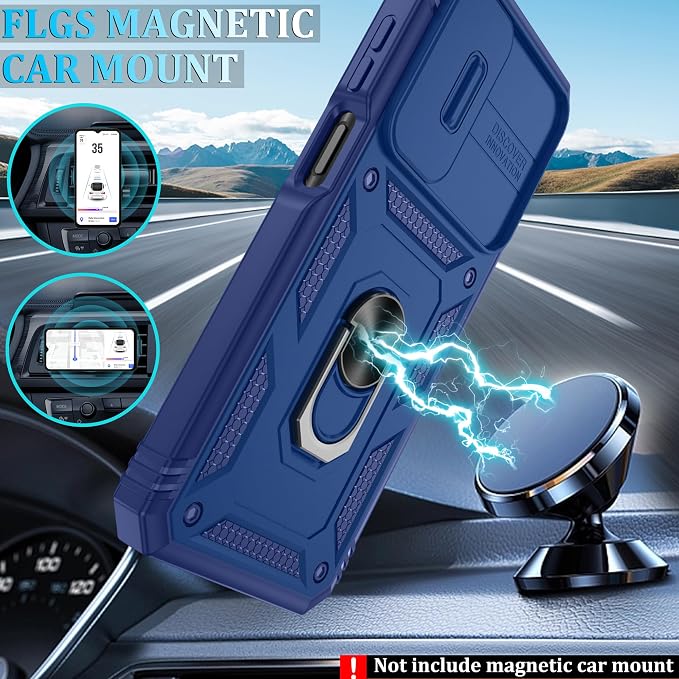 Gritup for Galaxy A16 5G Phone Case: Samsung-A16-Case with 2*Screen Protector, Magnetic Stand & Slide Camera Cover, Shock Proof Military-Grade para Galaxy A 16 Phone Cover, Blue - Image 5