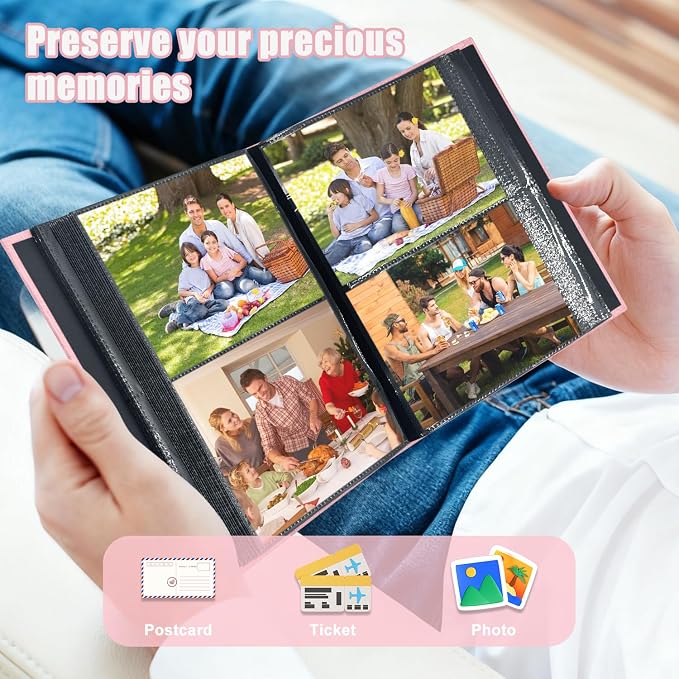 Photo Album 4x6 200 Pockets for Wedding Gifts,Linen Hardcover Picture Albums for Family Anniversary Baby Vacation Pictures - Image 4