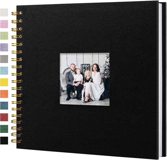 10"x10" Scrapbook Photo Album Linen Cover 20 Sheets 40 Pages White Paper | Black Hardcover Kraft White Pages Memory Book, for Travel Wedding Guest Book Christmas Baby Shower Fits 4x6 & Instant Photos by Hiwhy