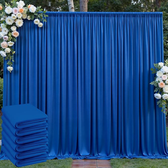 30ft x 10ft Wrinkle Free Royal Blue Backdrop Curtain for Party, Polyester Royal Blue Photo Backdrop Drapes 6 Panels 5x10ft for Birthday Photography Background Weddings Baby Shower Party by Outpain