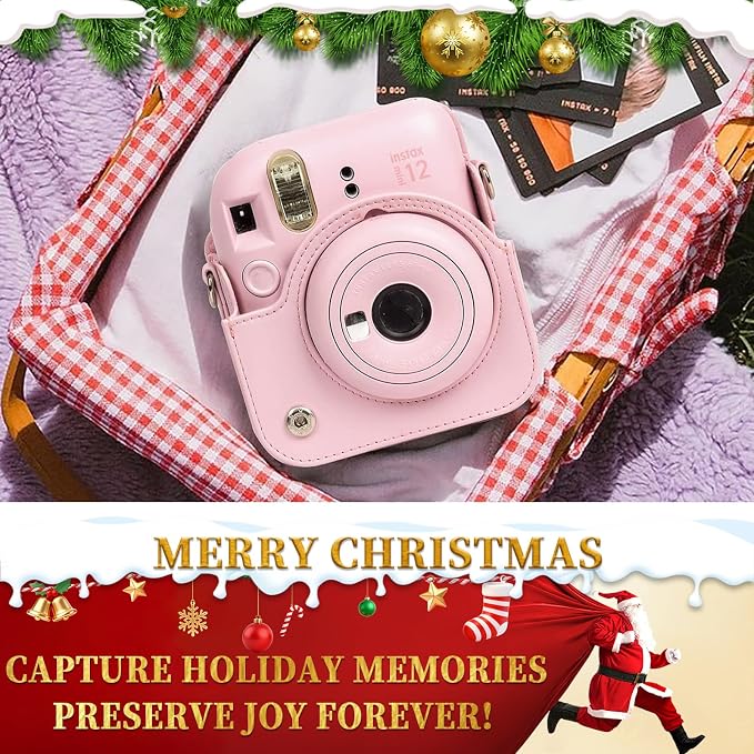 CAIYOULE Camera Case for Fujifilm Instax Mini 12 Instant Film Camera | Protective Camera Case, Camera Crossbody Bag for Fuji Mini 12 with Photo Album, Adjustable Shoulder Strap, Blossom Pink - Image 2