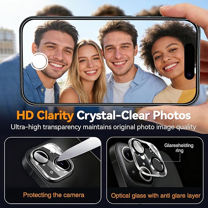 Wiaocit Tempered Glass Privacy Screen Protector for iPhone 15 | 3+3 Pack, 9H Hardness, Camera Lens Protector, Installation Frame, Bubble Free, Case Friendly - Image 6