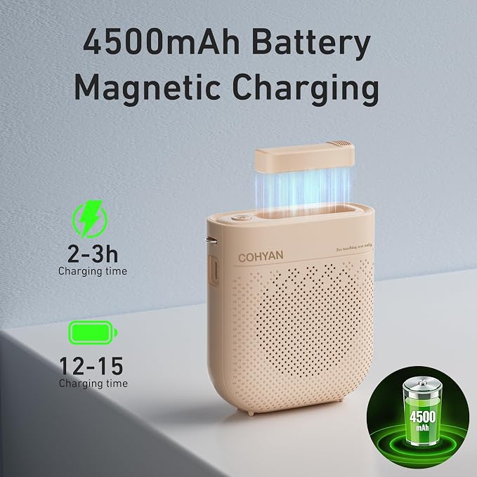 Voice Amplifier for Teachers with Wireless Lavalier Lapel Microphone, Portable Bluetooth Microphone & Speaker, Magnetic Charging Bullhorn Megaphone for Classroom, Meetings, Yoga (Skin Tone) - Image 2