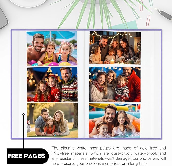 Aevdor 4x6 Photo Album, Holds 360 Photos, Linen Cover, Purple | Horizontal 4x6 Photo Format Only, Easy-View Clear Pockets, Family, Wedding, Baby, Travel and Graduation Prints - Image 3