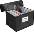 Vinyl Record Storage Box, Waterproof Organizer Storage with Lid & Handles for 60 (7-inch) Single Records, Foldable Organizer for Valuable Album Collection by Bonnary