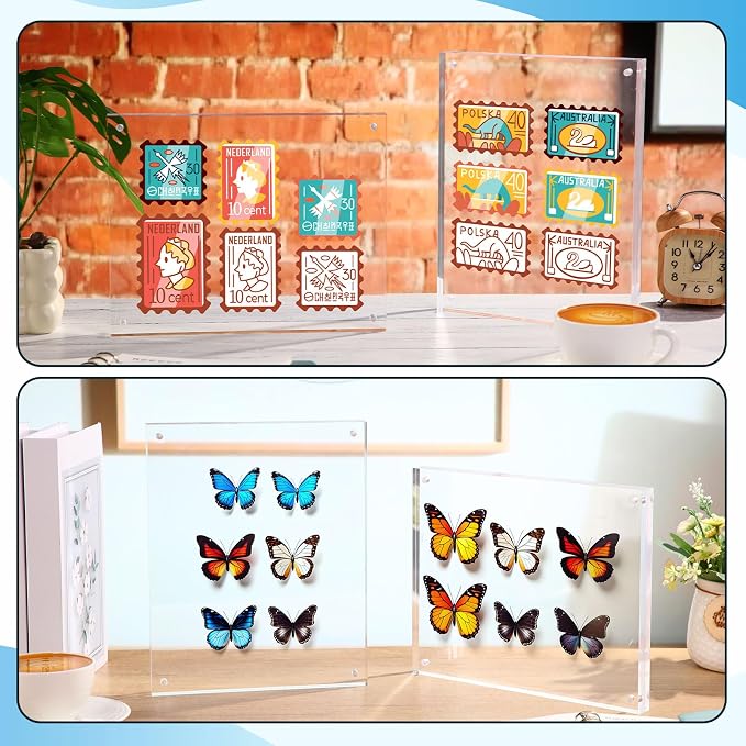 Kigley 2 Pcs 8 x 10 Inch Acrylic Picture Frames, Clear Acrylic Photo Business Card Frame Desktop Display Double Sided Wallet Size Frame Freestanding Frames for Film Photos Cards Stamp - Image 7