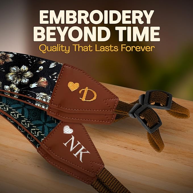 Art Tribute Camera Strap Personalized With Name | Shoulder, Crossbody & Neck, Fits All Cameras, Canon Nikon Sony Fujifilm, Padded Strap, Quick Release & Leather Ends - Image 6