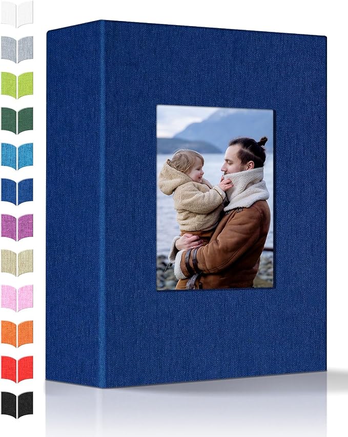 Artfeel Photo Album 4x6 with 100 Pockets,Slip-in Picture Albums,Linen Cover Memory Book with Front Window,White Page Vertical Photo Book for Wedding,Family,Anniversare,Baby,Vacation by Artfeel