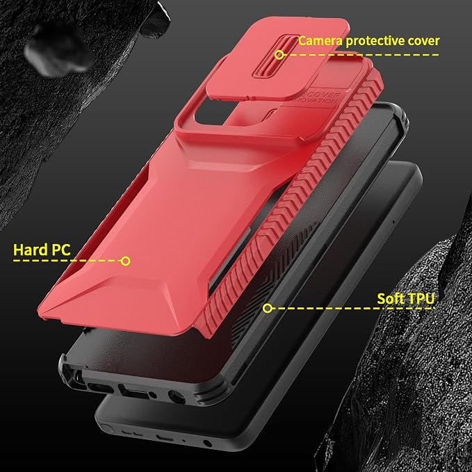 for Motorola G Stylus 5G 2025 Case with Built-in Slide Camera Cover & Screen Protector, [2 in 1] Heavy Duty Rugged Shockproof Protective Cover for Moto G Stylus 5G 2025(Red) - Image 6