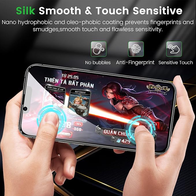 Romkasi 3 Pack Privacy Screen Protector for iPhone 13 6.1 Inch with 3 Pack Camera Lens Protector, Anti Spy Tempered Glass Film, Anti-Scratch, Touch Sensitive, Case Friendly - Image 8