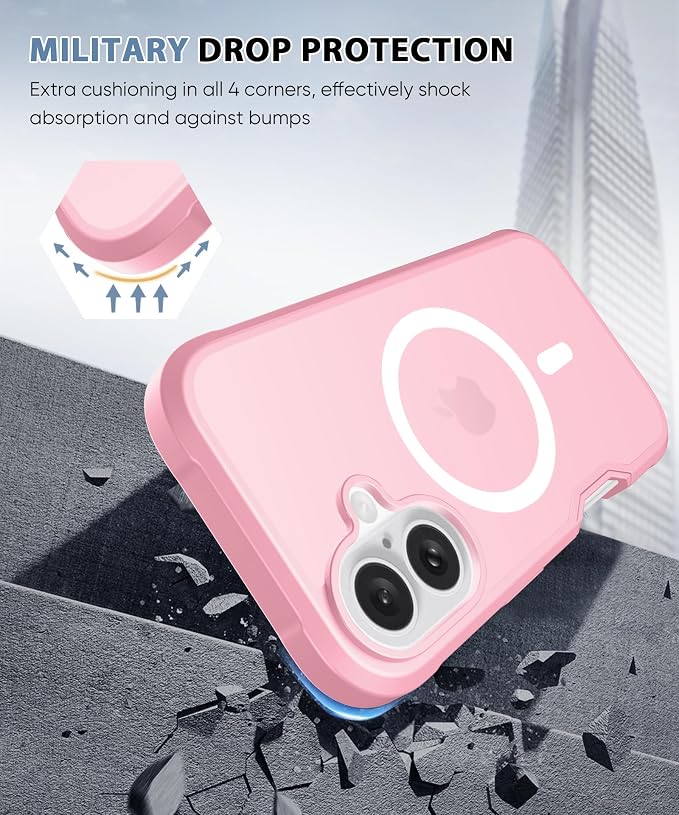 Magnetic for iPhone 16 Case Built-in Screen Protector, Pink | with Camera Lens Protector, [Compatible with MagSafe] Full Body Phone Case, Protective Cover for iPhone 16 6.1" - Image 3