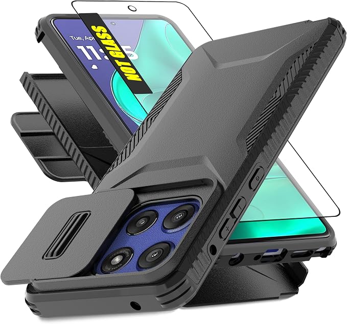 for Motorola G Stylus 5G 2025 Case with Built-in Slide Camera Cover & Screen Protector, [2 in 1] Heavy Duty Rugged Shockproof Protective Cover for Moto G Stylus 5G 2025(Black) by AWZHYDT