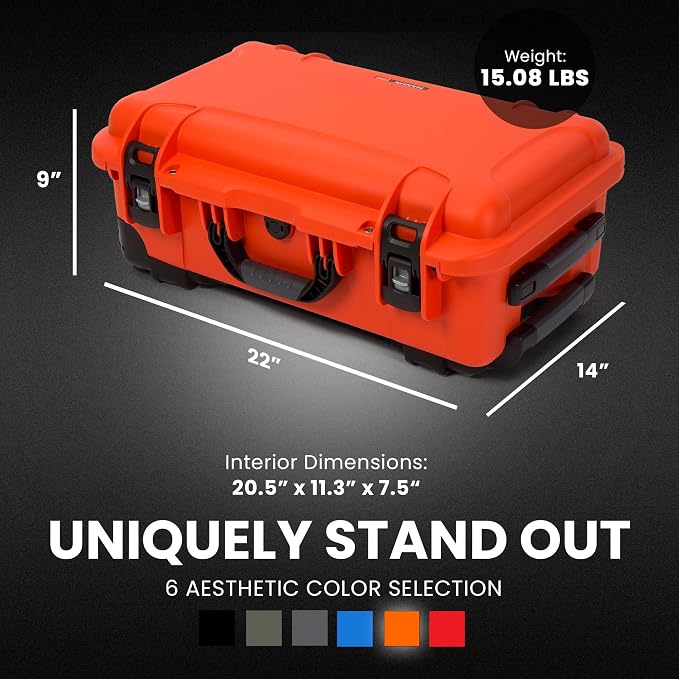 NANUK 935 Hard Case with Cubed Foam – Waterproof Protective Equipment Case with Wheels, 22” x 14” x 9” – Dustproof and Impact Resistant, Airline Carry-On Approved – Orange | 22' x 14' x 9' - Dustproof, Cubed Foam - Waterproof Protective Equipment with ... - Image 7