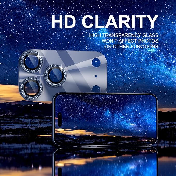 Choiche for iPhone 17 Pro Max Camera Lens Protector, Light-Deep Blue | Bling Metal Camera Cover with 9H Tempered Glass Lens Screen Protector Accessories, Strong Adsorption, Case-Friendly, 6.9-inch - Image 6