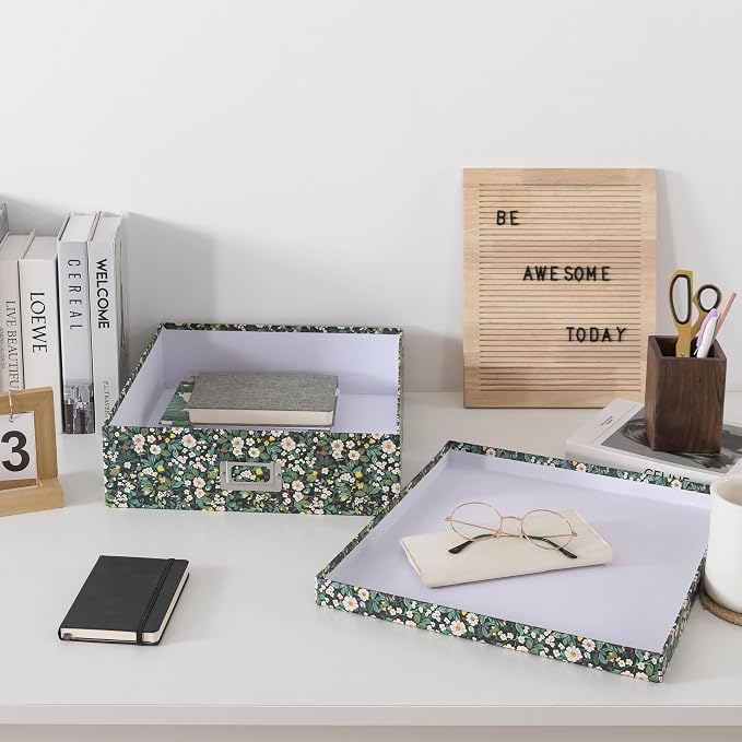 Soul & Lane - Floral Photo Storage Box, 14.8 x 13 x 3.7 In, Forest Blossom | Large Scrapbook Keepsake Memory Organizer with Lid, Decorative Cardboard Storage for Photos, Letters, Albums and Papers - Image 5