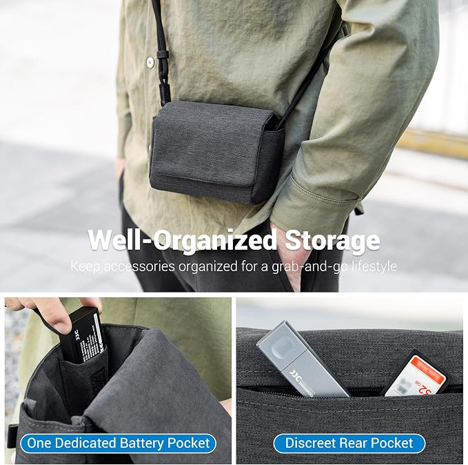 Compact Camera Case for Fuji X100VI X-E5+23/27mm PowerShot V1 Oxford | without strap, Fits X100VI X-E5+23/27mm lens & PowerShot V1. Anti Scratch, magnetic flap, rear zipper pocket - Image 3