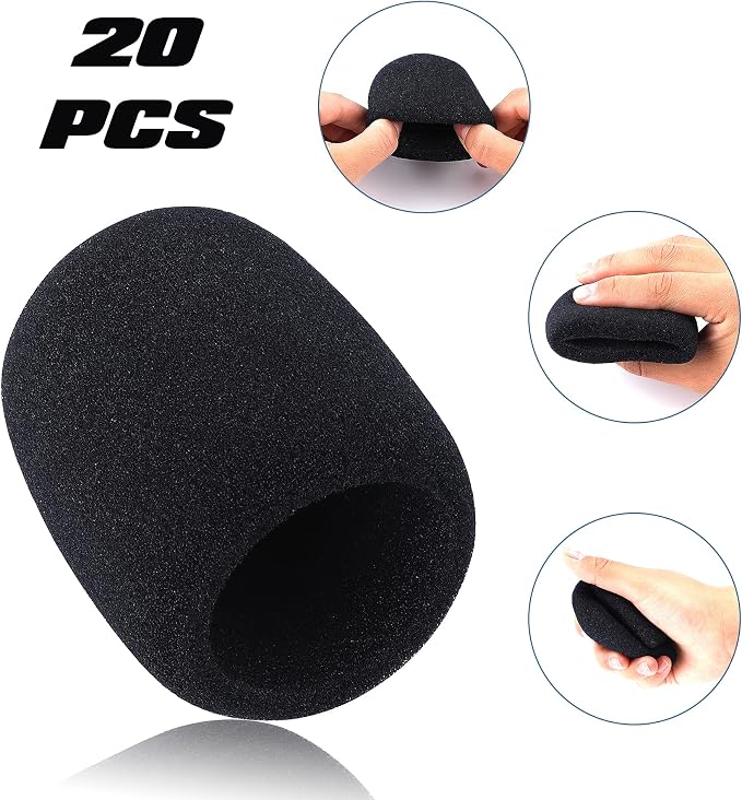 Microphone Foam Covers, 20 Pack Thick Handheld Stage Cover Foam Karaoke DJ Microphone Covers Disposable(Black) - Image 3