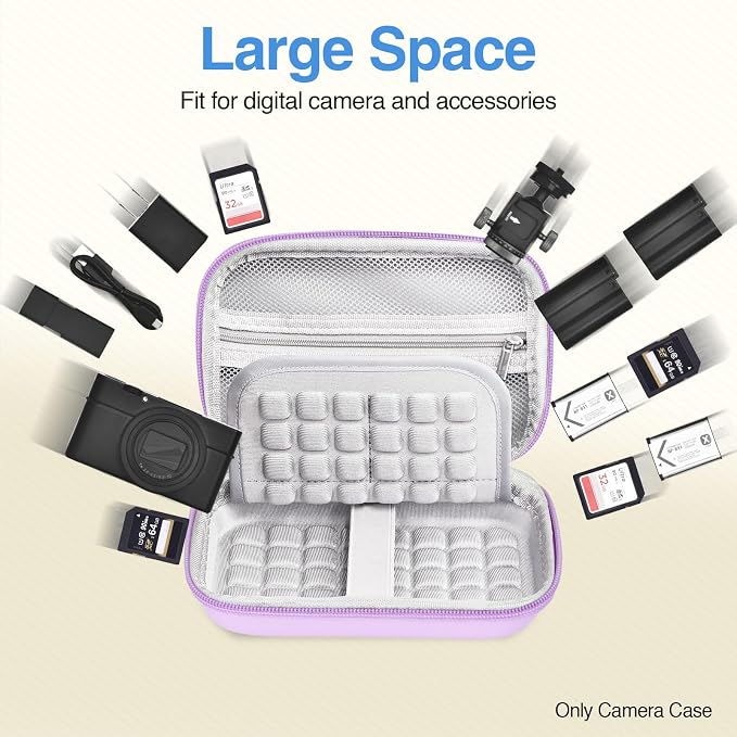 EMART Purple Digital Camera Case Small Camera Bag Fit Camera<6" x 4" x 0.9" | Camp Snap Camera Case with Anti-Shock Bubble for KODAK PIXPRO FZ55/CAMKORY/Lecran, Perfect for Travel, Daily Use (Case Only) - Image 6