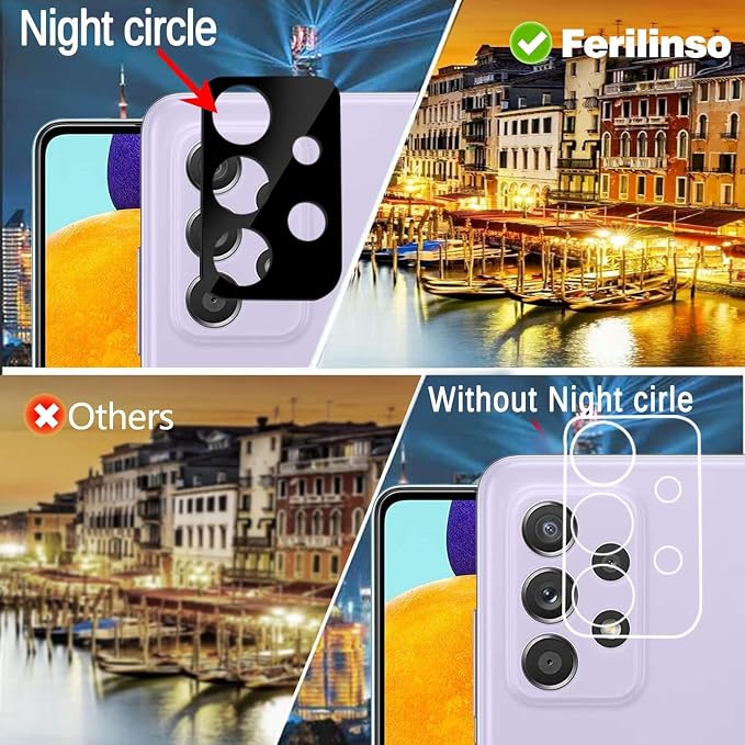 Ferilinso 3 Pack Screen Protector for Samsung Galaxy A52 4G&5G/A52s 5 | 9H+ Tempered Glass, Military-Grade Shatterproof, HD, Case Friendly, Easy Installation Bubble Free, with Camera Lens Protector - Image 3