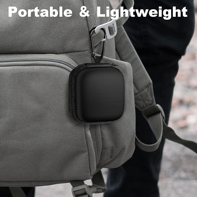 Square Earbud Case Portable EVA Storage Bag Cell Phone Accessories Organizer with Carabiner for Wired/Wireless Earphone, Earbud, Earpieces, SD Memory Card, Camera Chips, Tech Pouch, Black - Image 8