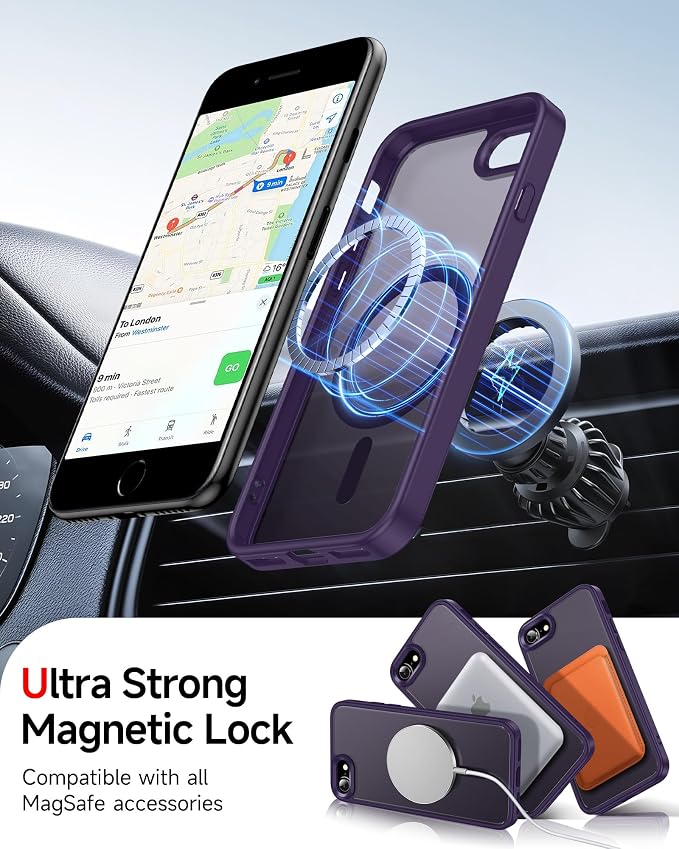 LeYi for iPhone SE-Case Purple: iPhone-8 Phone Cases with [Screen Protector X2+ Camera CoverX2] iPhone 7 Case Girls Kids for Magsafe Magnetic SE3 3rd Generation SE2 2nd iPhone8 iPhone7, Deep Purple - Image 4