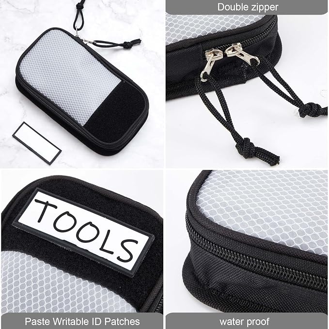 Aliceset 2 Pcs Tactical Pouch Admin Pouch Tactical Bag Insert Panel Organizer with Writable Patches, Molle Panel Accessories Utility Storage Pocket Accessories (Black, White,Vertical Style) - Image 4