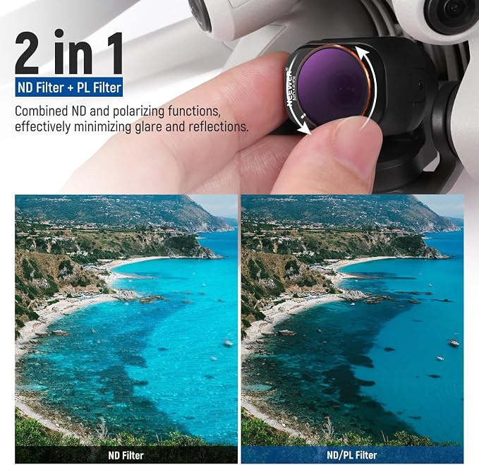 NEEWER Filter Set Compatible with DJI Mini 4 Pro, ND16 ND32 ND64 ND128 ND256 ND512 ND1000 ND16/PL ND32/PL ND64/PL ND128/PL ND256/PL, UV, CPL, LPR, Black Diffusion 1/4 Filter for Mist Cinematic Effect - Image 3