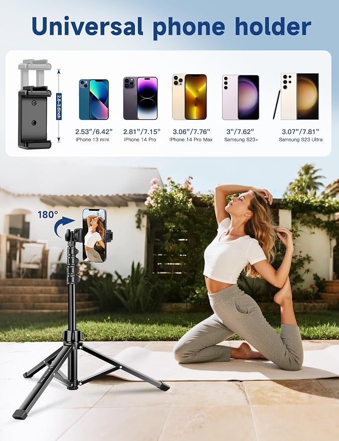 Phone Tripod Stand, 85" Tall Cellphone Tripod for iPhone with Gooseneck | Flexible Portable Phone Stand with Remote for Recording, Compatible with iPhone 14 13 12 Pro Android Camera - Image 7