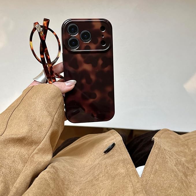 Aesthetic Tortoise Shell Phone Case for iPhone 17 Pro Max 6.9in,Retro Cool Girl Leopard Print Brown Amber Trendy Full Camera Protective Cover for iPhone 17promax 6.9" - Image 7