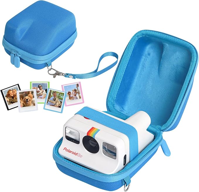 Camera Case for Polaroid Go/Go Gen2/3 Instant Print Camera, Blue | Hard Case for Polaroid Go, Travel Storage Bag, with 5 Go Magnetic Picture Frames, Handle Strap, Robust Protection, No Camera by wogozan