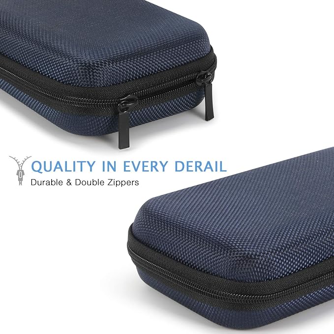 Portable Tech Travel Bag, Grey Blue Hard EVA Protective Storage Bag | Mesh Inner Pocket, Fits Power Bank, Hard Drive, Cell Phone, External Battery, Charging Cable, Zipper - Image 5