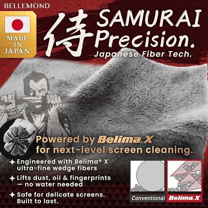 BELLEMOND 「Samurai Cloth」 Japanese Microfiber Cleaning Cloth, Medium 2 Pack | Made in Japan, Washable and reusable, Lint-free cleaning, Ideal for tablets, laptops and everyday screens - Image 2