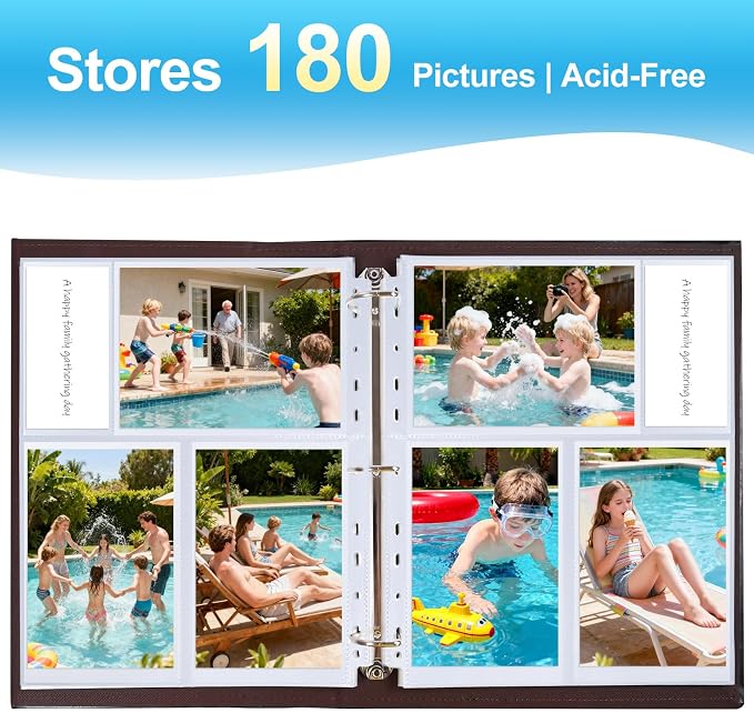 30 Pack 4x6 Photo Album Refill Pages for 3 Ring Binder,Ultra-Clear Photo Sleeves Holding 180 Pictures, Double-Sided 3 Pockets Photo Pages with Memo Slot,Photo Sheet Protector for Photos and Postcards - Image 6