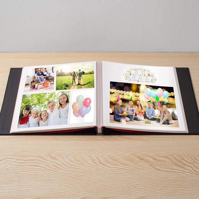 Large Photo Album Self Adhesive 4x6 8x10 10x12 13"x12.8" Magnetic Scrapbook Album 12.6"x11" Inch 40 Pages Linen Cover DIY Photo Album with A Metallic Pen and DIY Stickers(Black) - Image 2