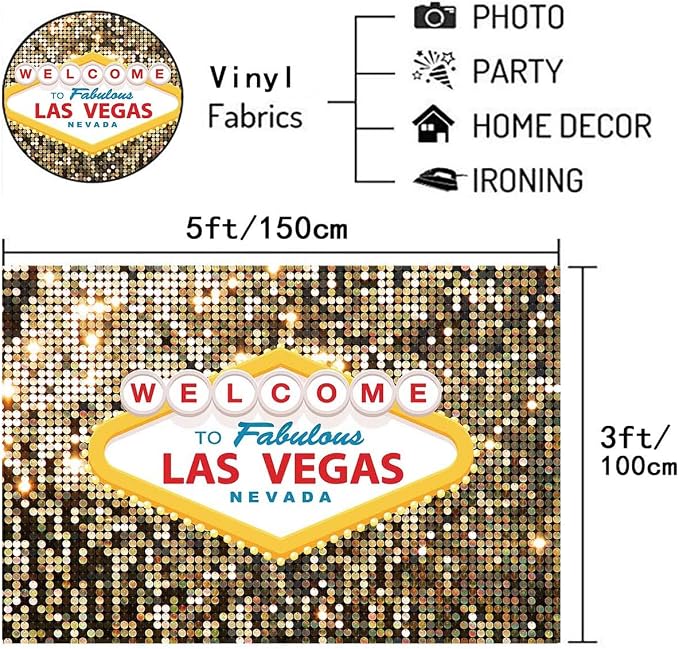 Welcome to Las Vegas Photo Background Fabulous Casino Poker Movie Themed Photography Backdrops 5x3ft Vintage Costume Dress-up Birthday Prom Ceremony Baby Shower Banner Supplies Props Vinyl - Image 7