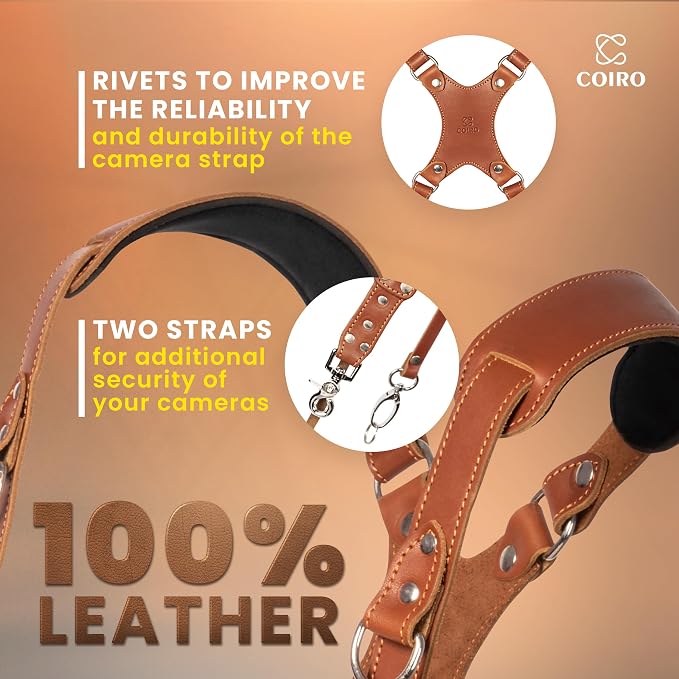 Dual Camera Harness Leather Camera Strap DSLR/SLR, All-Day Comfort - Image 3