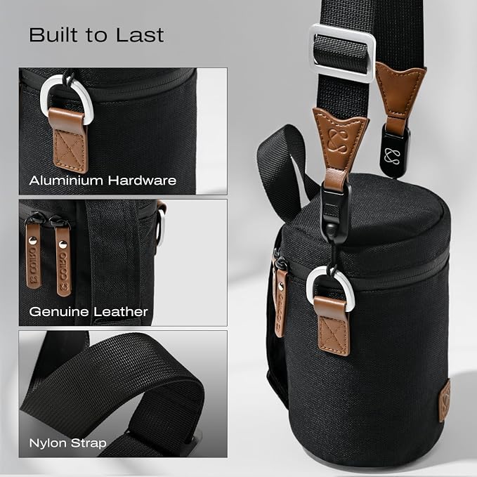 Premium Camera Lens Case with Quick Release Strap, Water Resistant Protective Lens Pouch for DSLR Camera, 2 Size L and M, Compatible for Canon, Nikon, Sony, Pentax, Olympus - Image 6