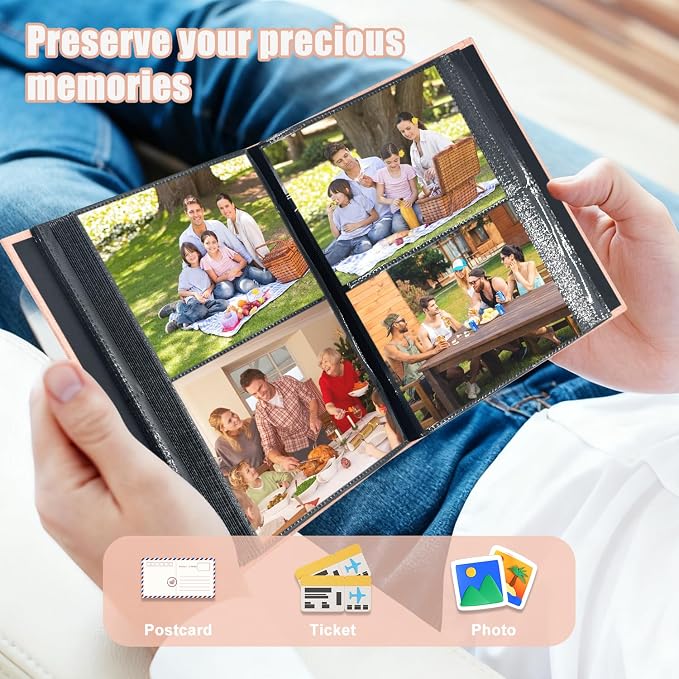 Photo Album 4x6 200 Pockets for Wedding Gifts,Linen Hardcover Picture Albums for Family Anniversary Baby Vacation Pictures - Image 4